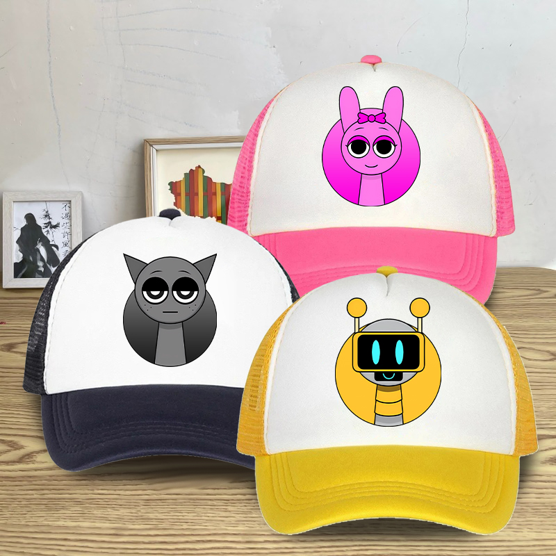 Streetwear Brand Hats - หมวกแก๊ปตาข่ายฤดูร้อน Sprunki สำหรับเด็กชายและเด็กหญิง แฟชั่นลำลอง ระบายอากาศได้ดี แบบยูนิเซ็กส์
