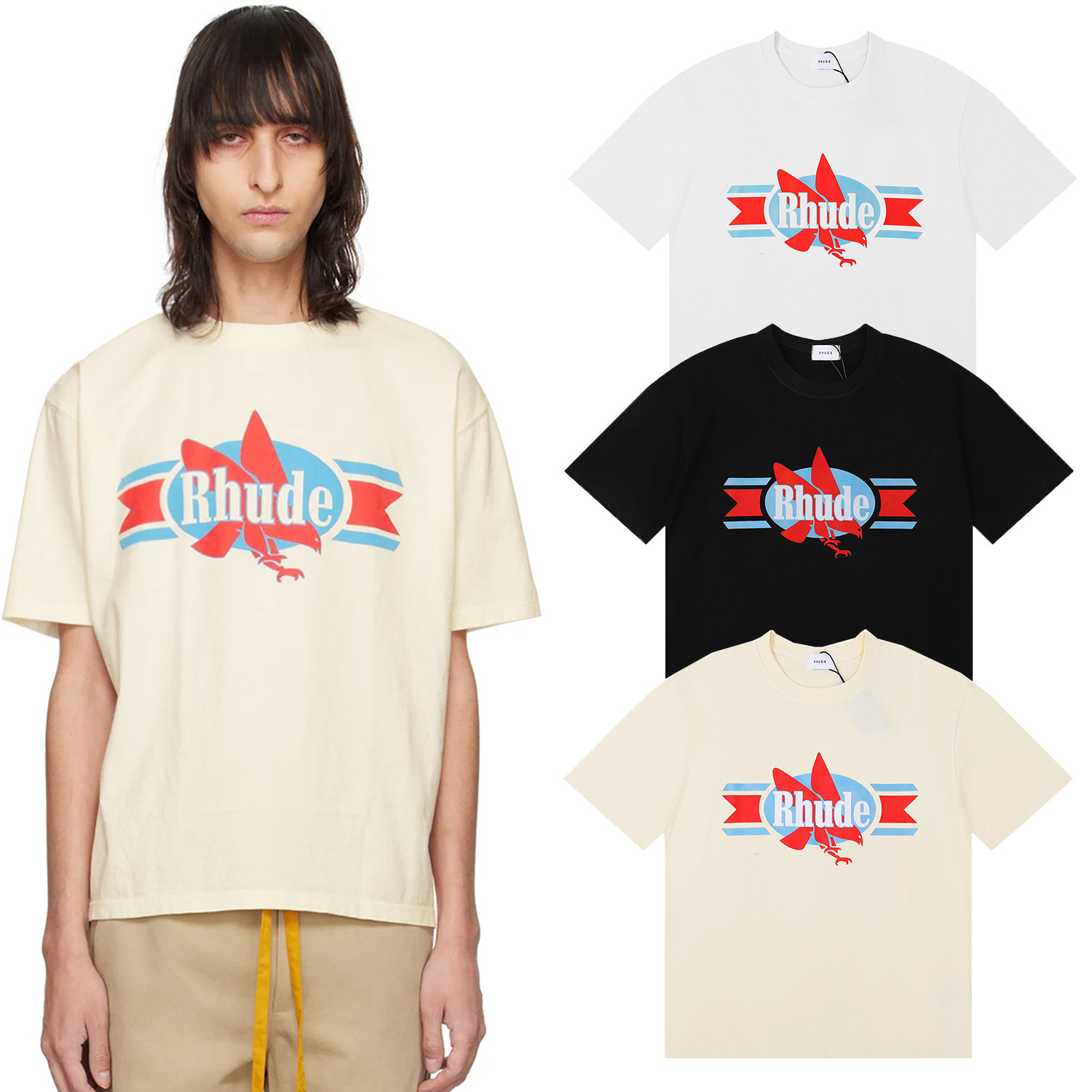 Streetwear Brand Popular - เสื้อยืดคอกลมผ้าฝ้ายทรงหลวม แขนสั้น พิมพ์ลาย สตรีทแวร์ สไตล์อเมริกัน แบรนด์แฟชั่นยอดนิยมสำหรับวัยรุ่น