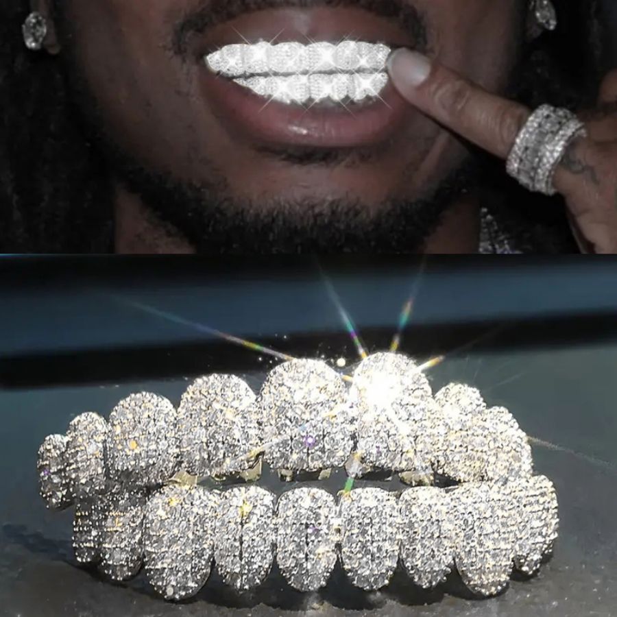 Streetwear Brand Hats - RACHELZ ฮิปฮอป 10/10 ชุดฟันปลอมแบบ Iced Out