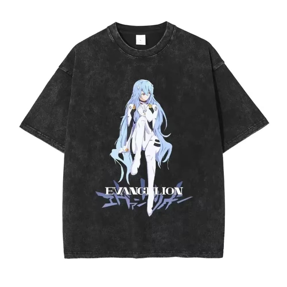 Streetwear Brand Vintage - เสื้อยืดโอเวอร์ไซส์ผู้ชาย เสื้อผ้า EVA อนิเมะ สตรีทแวร์ แบรนด์วินเทจ