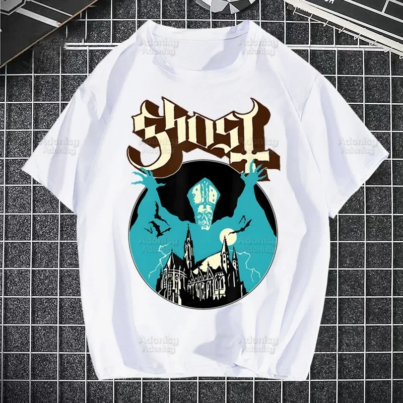 Streetwear Brand Popular - เสื้อยืดพิมพ์ลายวงดนตรี Ghost Rock ตัวละครยอดนิยม แบรนด์เสื้อยืดผู้ชาย สไตล์ฮิปฮอปตลกๆ