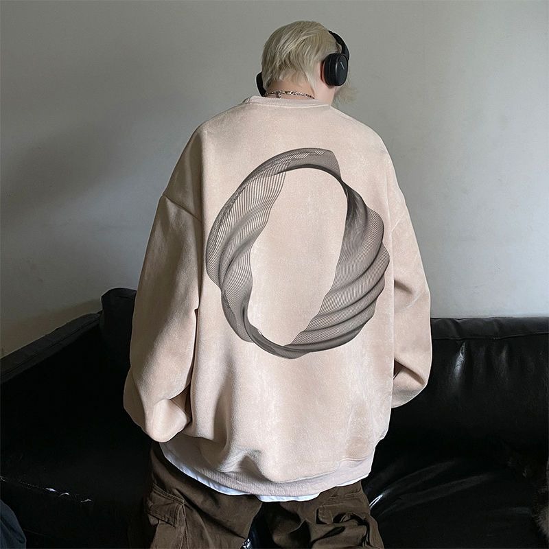 Streetwear Brand Cheap - เสื้อสเวตเชิ้ตบุขนสไตล์อเมริกันสำหรับผู้ชาย สีแอปริคอต สตรีทแวร์ ราคาถูก คุณภาพสูง ไม่มีแบรนด์