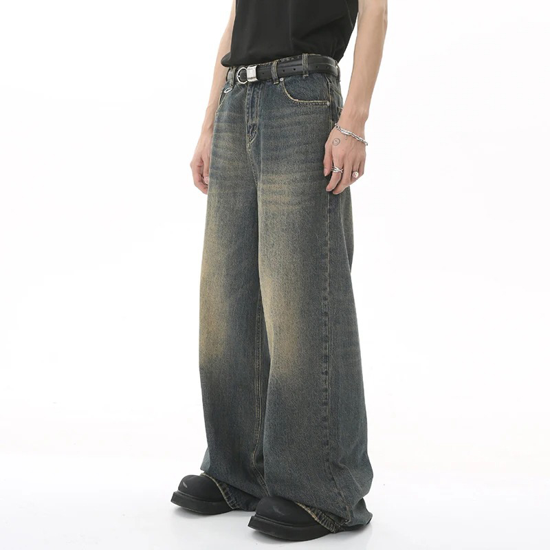 ใหม่ผู้ชาย Baggy ตรงขากว้างขาก - Streetwear Brand Popular บทวิจารณ์และราคา
